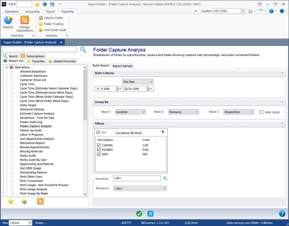 screenshot of Nexsyis Collision